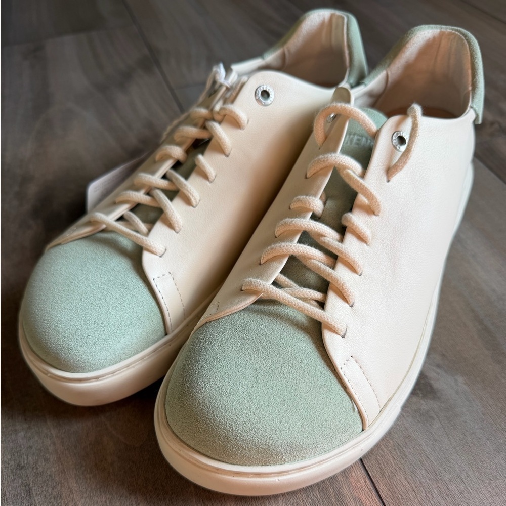 Birkenstock Bend Low Leather & Suede Sneakers - Matcha/Eggshell - Size 9
